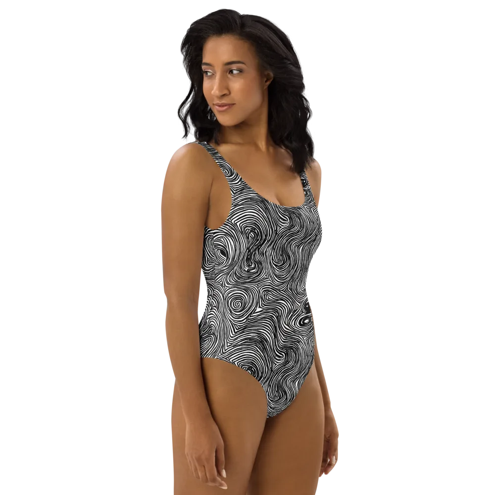 Ink Vortex on One-Piece Swimsuit — Right