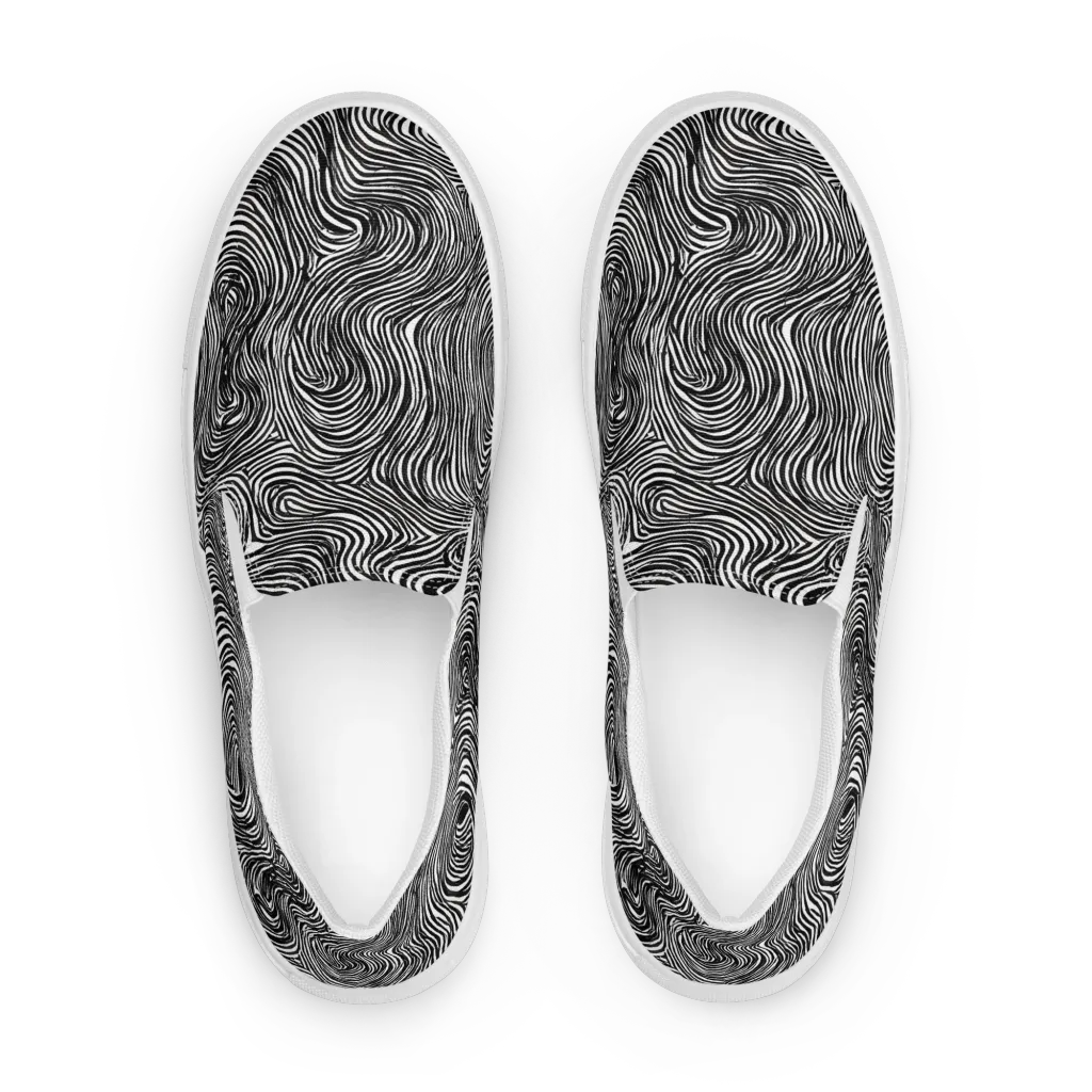 Ink Vortex on Women's Slip-On Canvas Shoes — Front