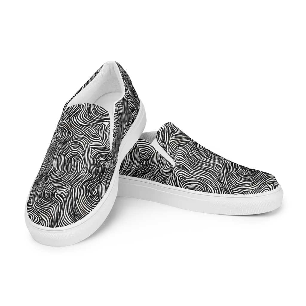 Ink Vortex on Women's Slip-On Canvas Shoes — Left Front