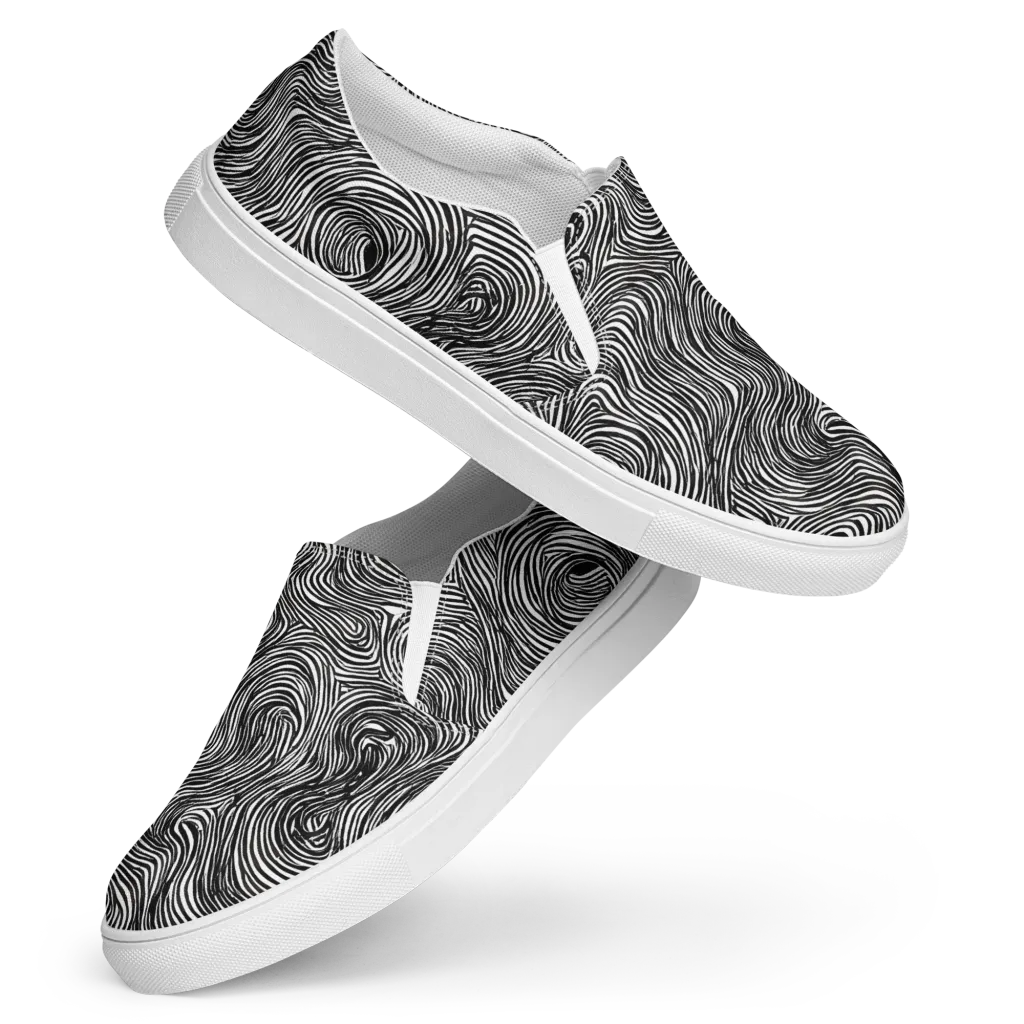 Ink Vortex on Women's Slip-On Canvas Shoes — Front