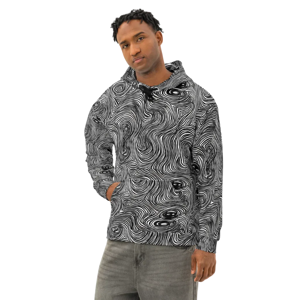 Ink Vortex on Cotton Hoodie — Left Front