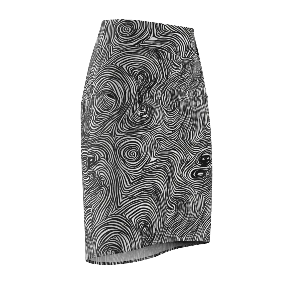 Ink Vortex on Pencil Skirt — Front Side