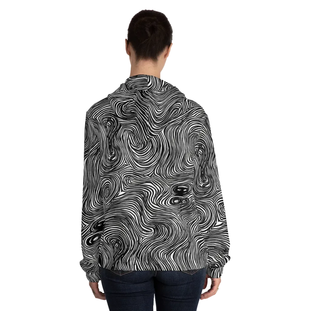 Ink Vortex on Women's Full-Zip Hoodie — Back On Person