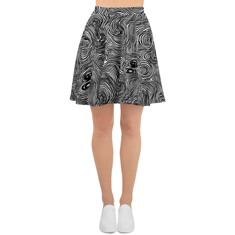 Ink Vortex on Skater Skirt — Front