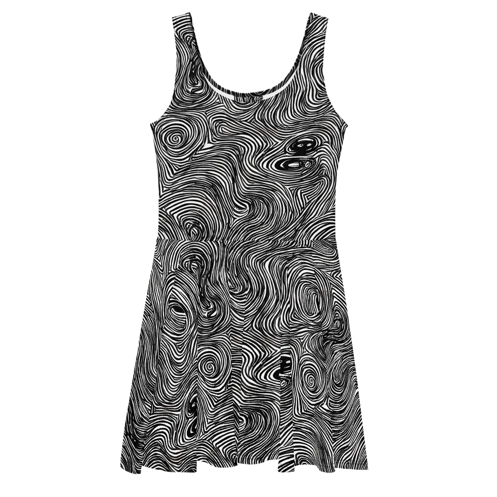 Ink Vortex on Skater Dress — Front