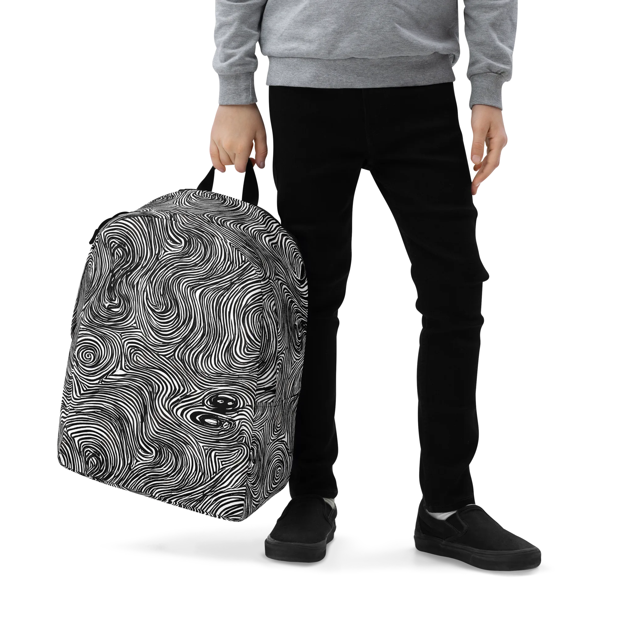 Ink Vortex on Minimalist Backpack — Zoomed-in