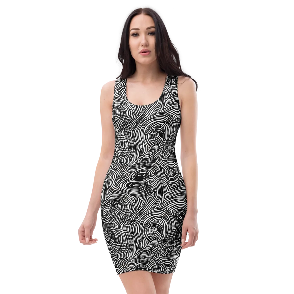 Ink Vortex on Bodycon Dress — Front