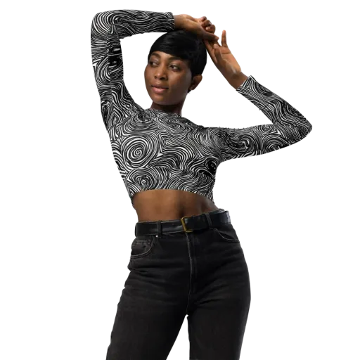 Ink Vortex on a Long Sleeve Crop Top