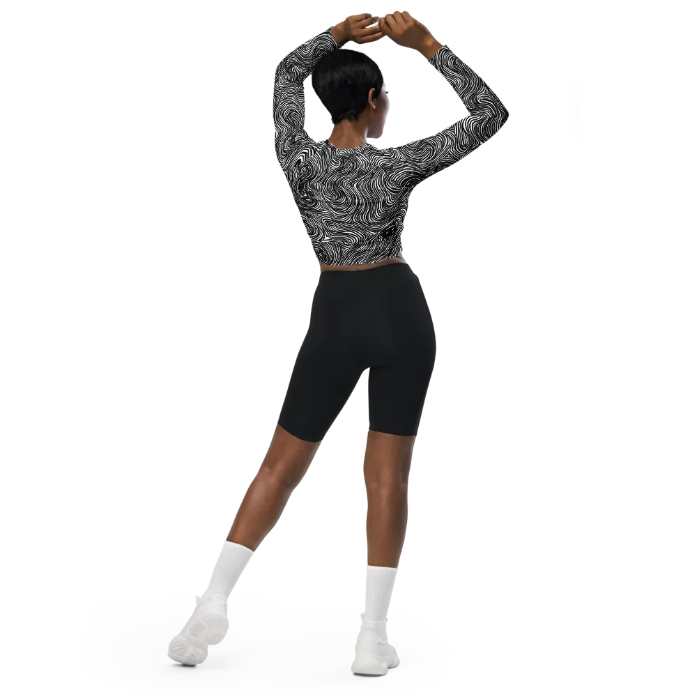 Ink Vortex on Long Sleeve Crop Top — Back