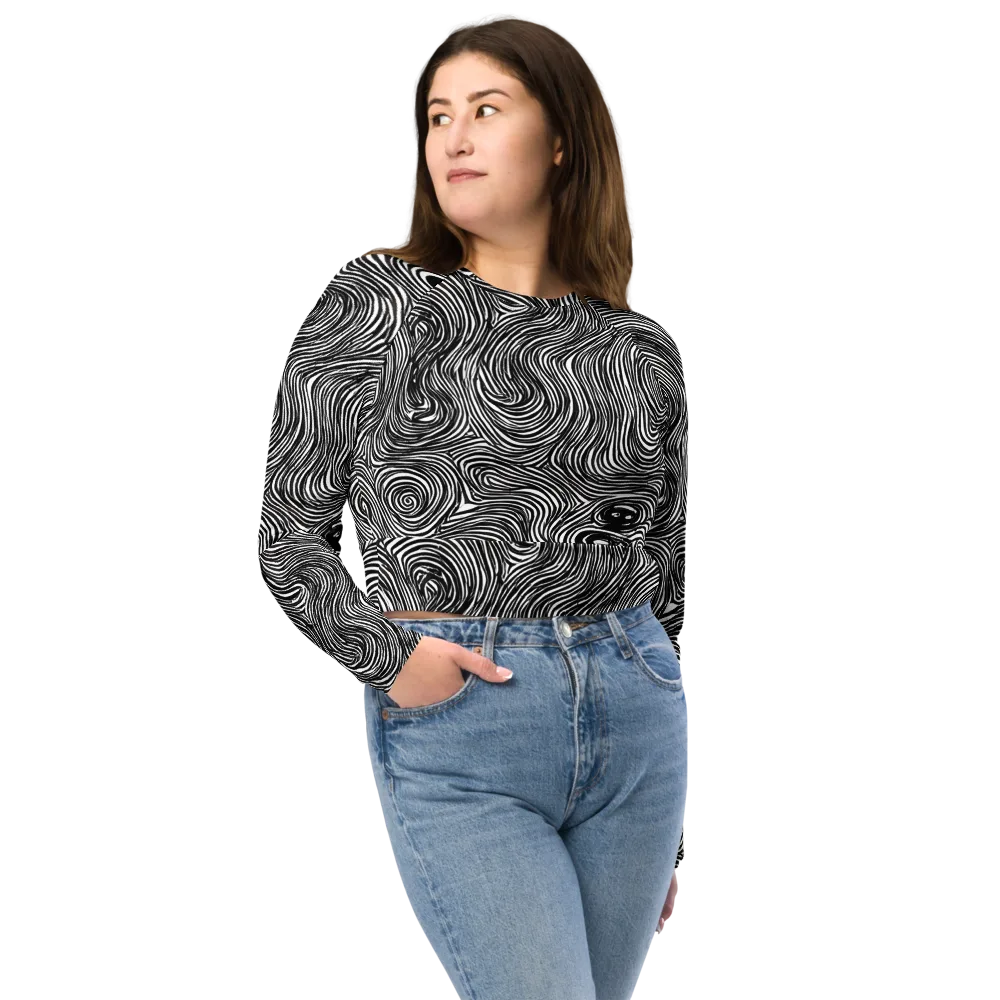Ink Vortex on Long Sleeve Crop Top — Front
