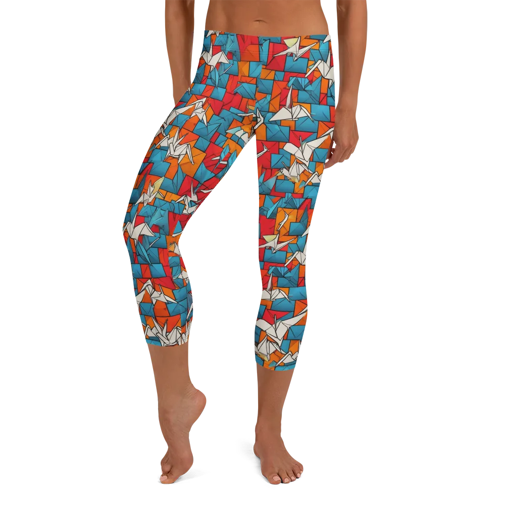 Origami Voltage on Capri Leggings — Front