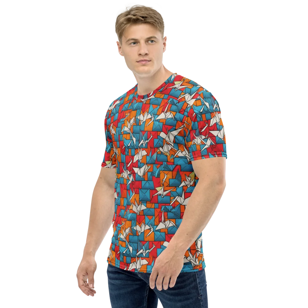 Origami Voltage on Men's Crew Neck T-Shirt — Left