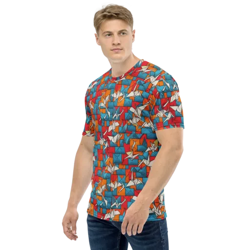 Origami Voltage on a Men's Crew Neck T-Shirt