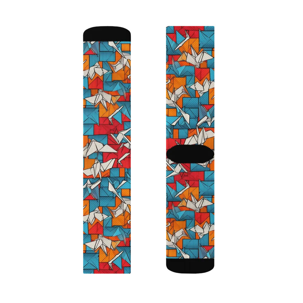Origami Voltage on Socks — Left Sock