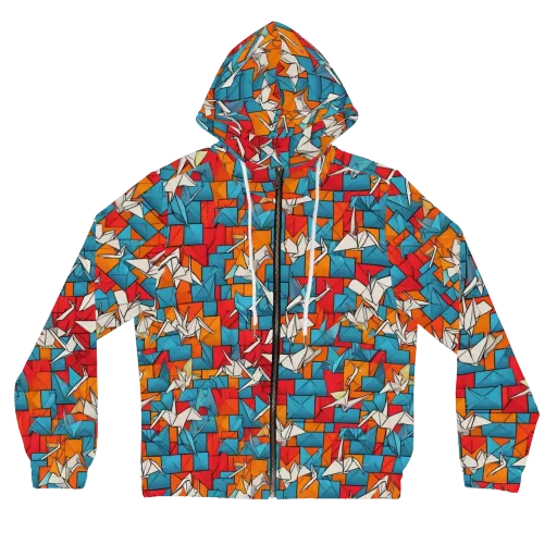 Origami Voltage on a Women's Full-Zip Hoodie