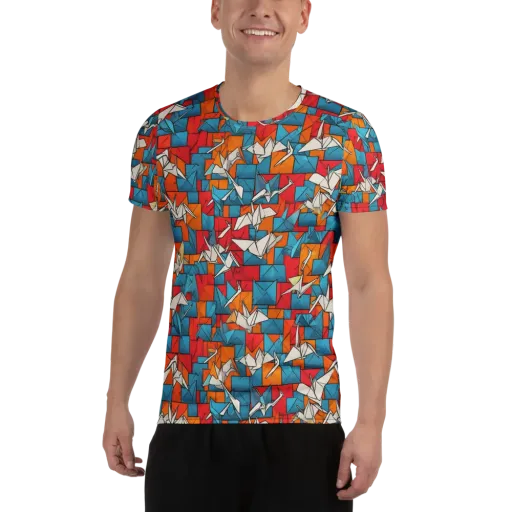 Origami Voltage on a Men's Athletic T-Shirt