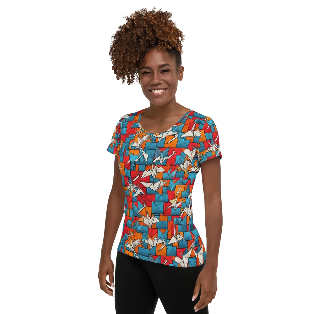 Origami Voltage on Women's Athletic T-Shirt — Left