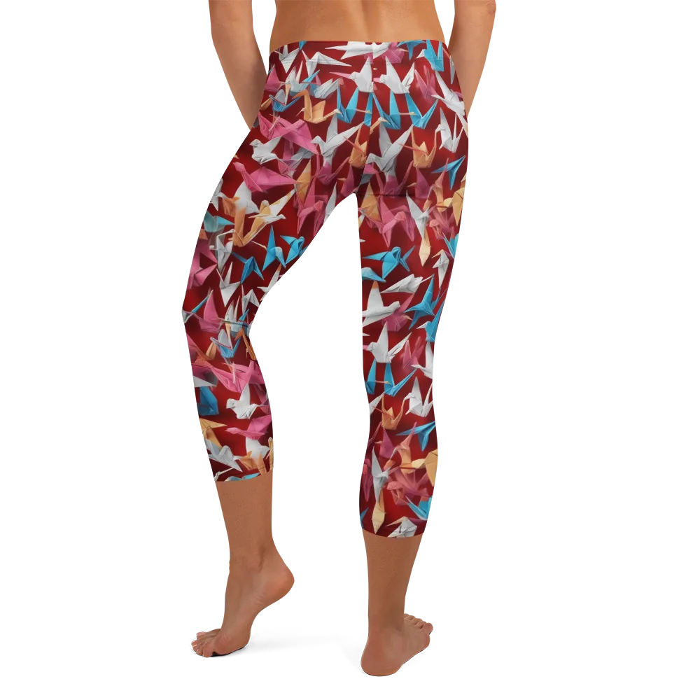 Crane Cascade on Capri Leggings — Back