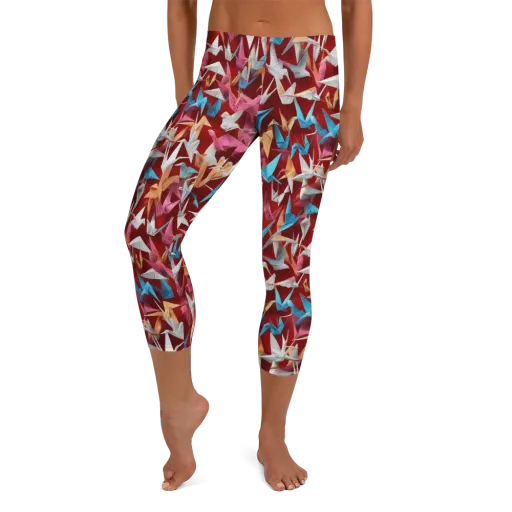Crane Cascade on a Capri Leggings