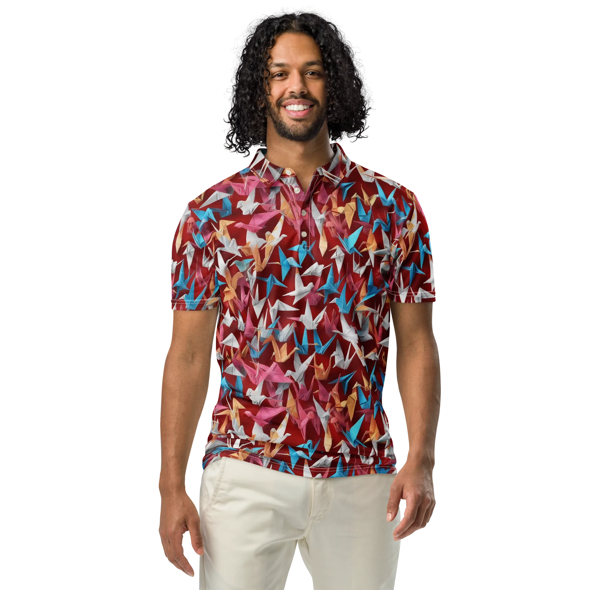 Crane Cascade on Men's Slim Fit Polo Shirt — Front
