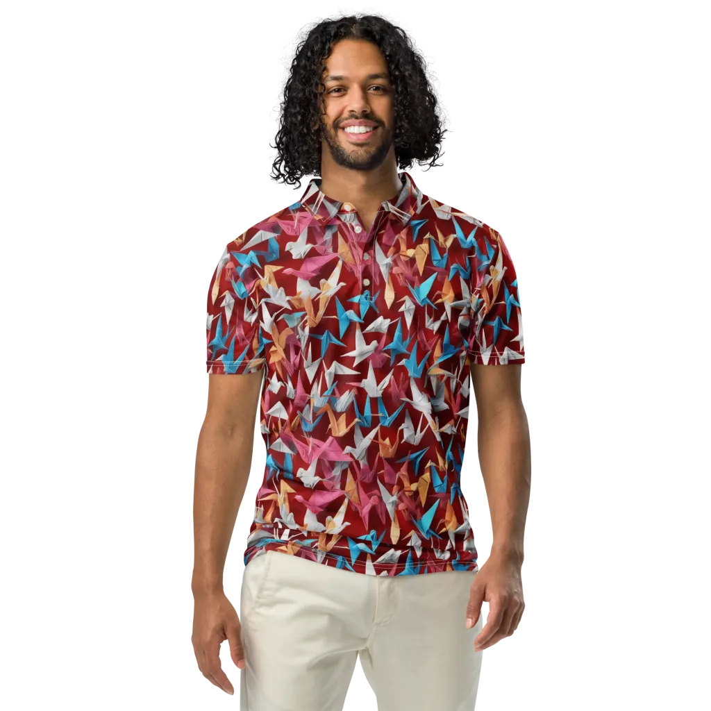 Crane Cascade on Men's Slim Fit Polo Shirt — Front