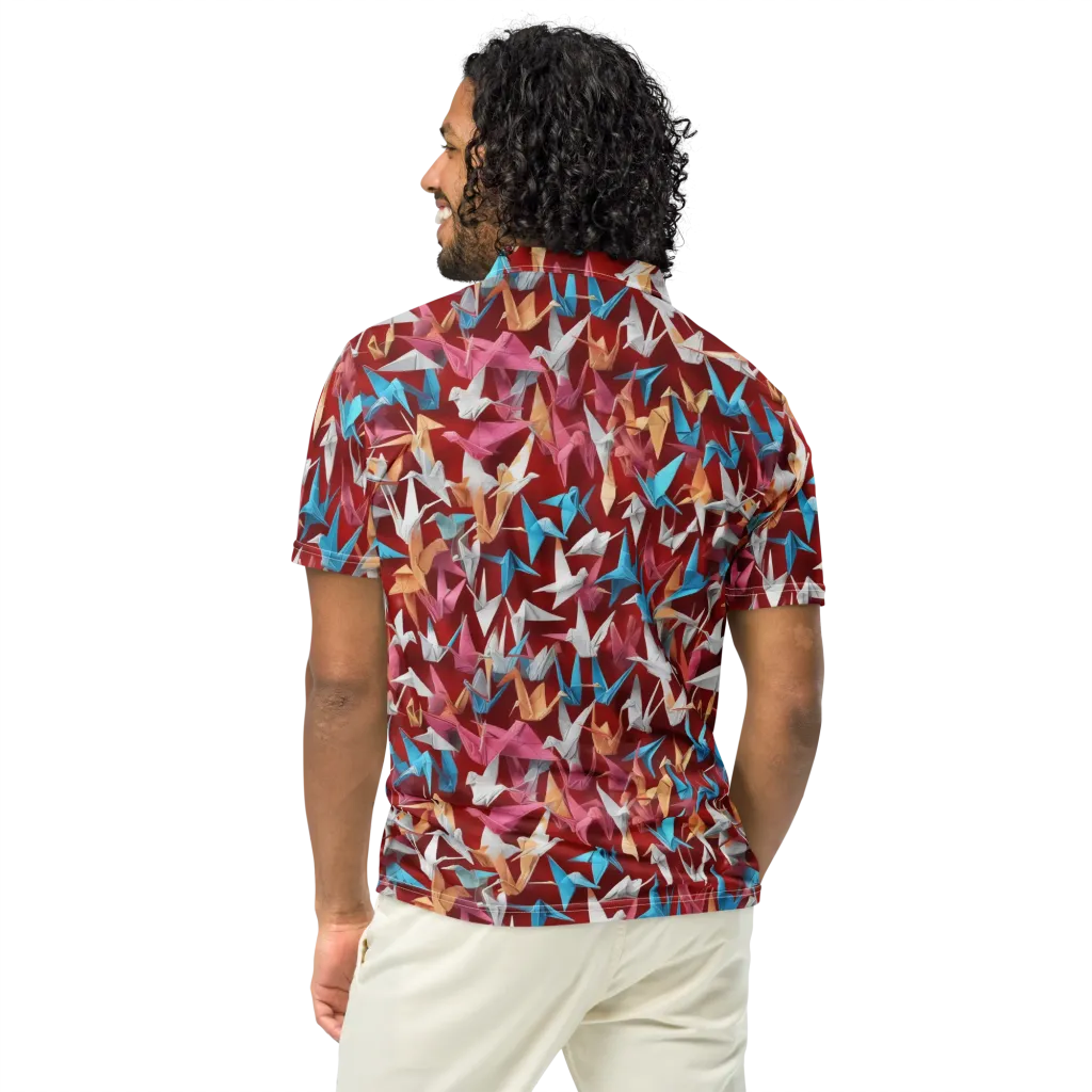 Crane Cascade on Men's Slim Fit Polo Shirt — Back