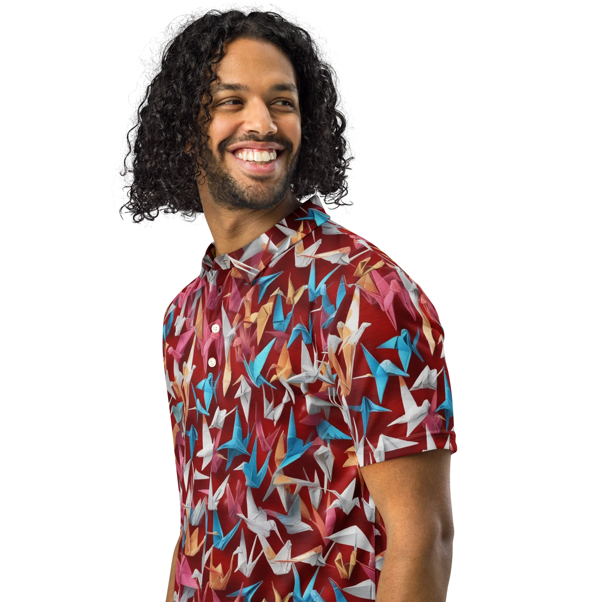 Crane Cascade on Men's Slim Fit Polo Shirt — Left Front