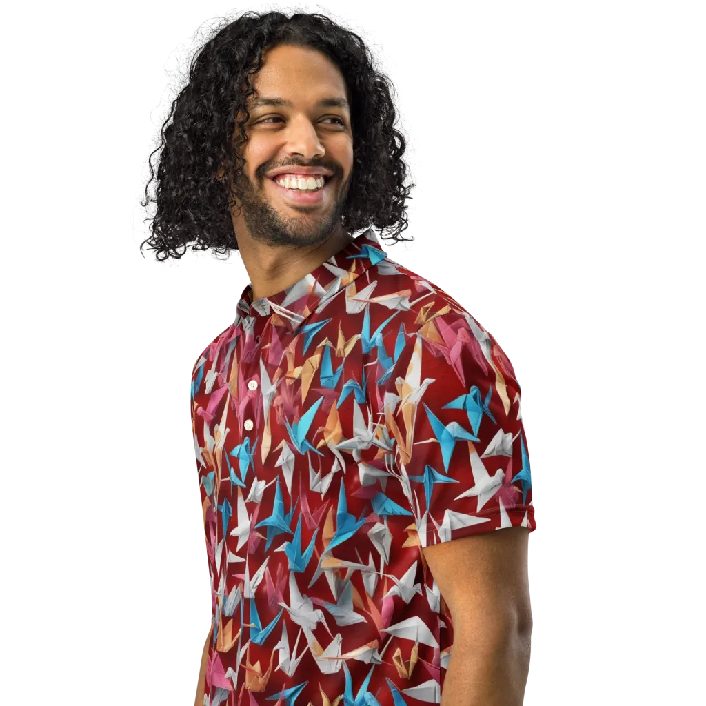 Crane Cascade on Men's Slim Fit Polo Shirt — Left Front