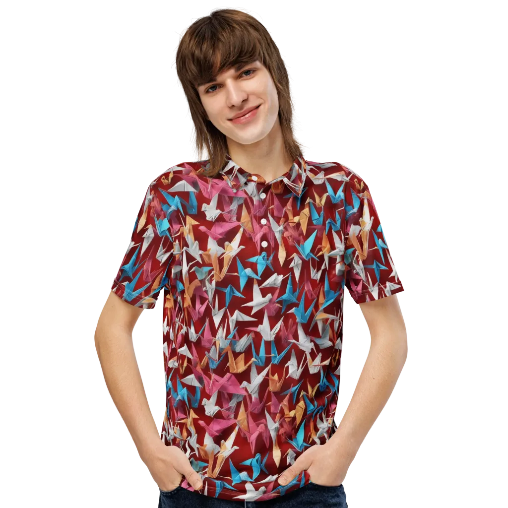 Crane Cascade on Men's Slim Fit Polo Shirt — Front