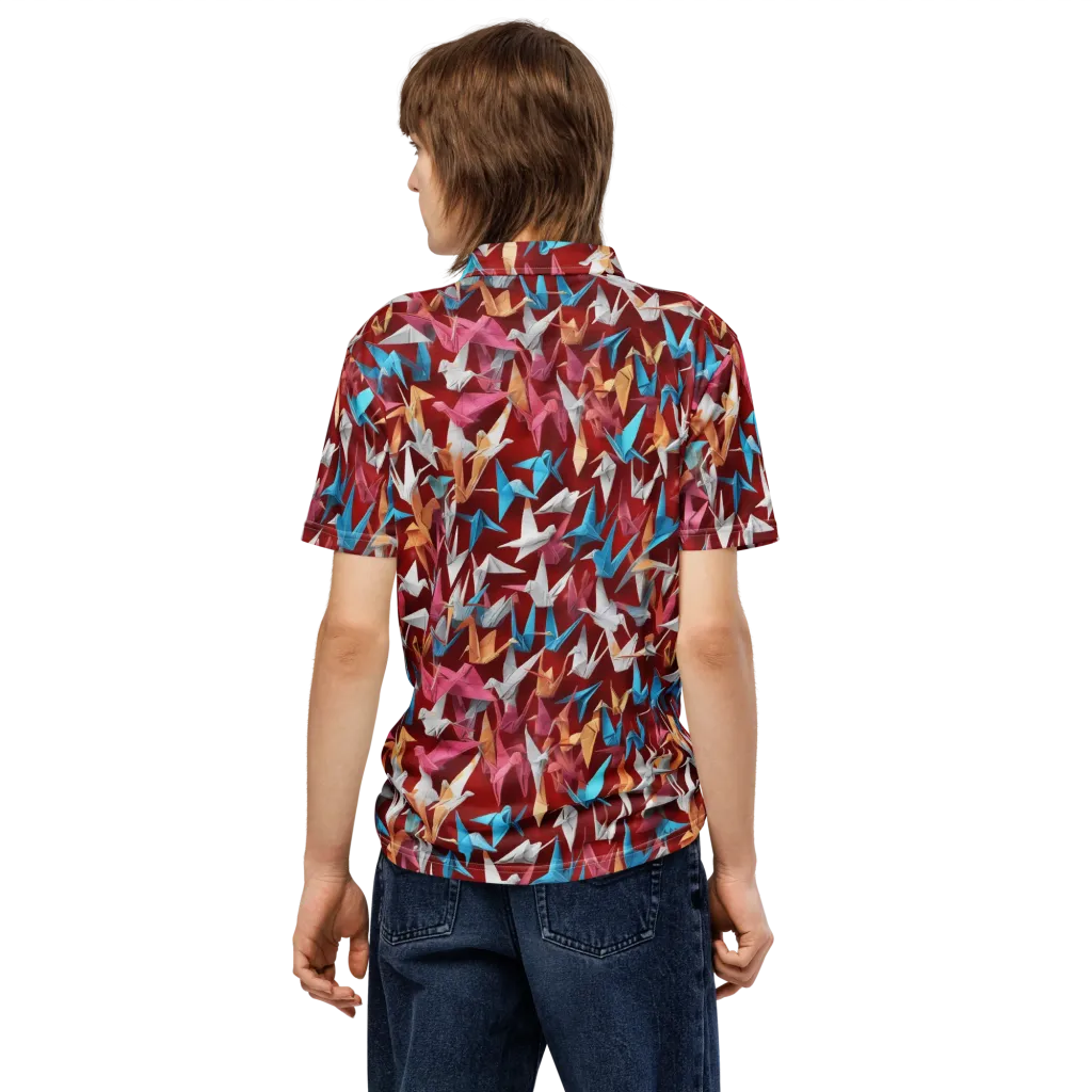 Crane Cascade on Men's Slim Fit Polo Shirt — Back