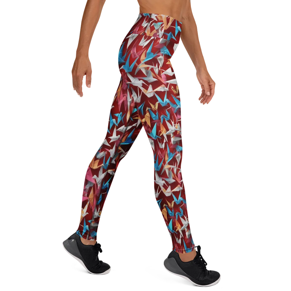 Crane Cascade on Yoga Leggings — Right