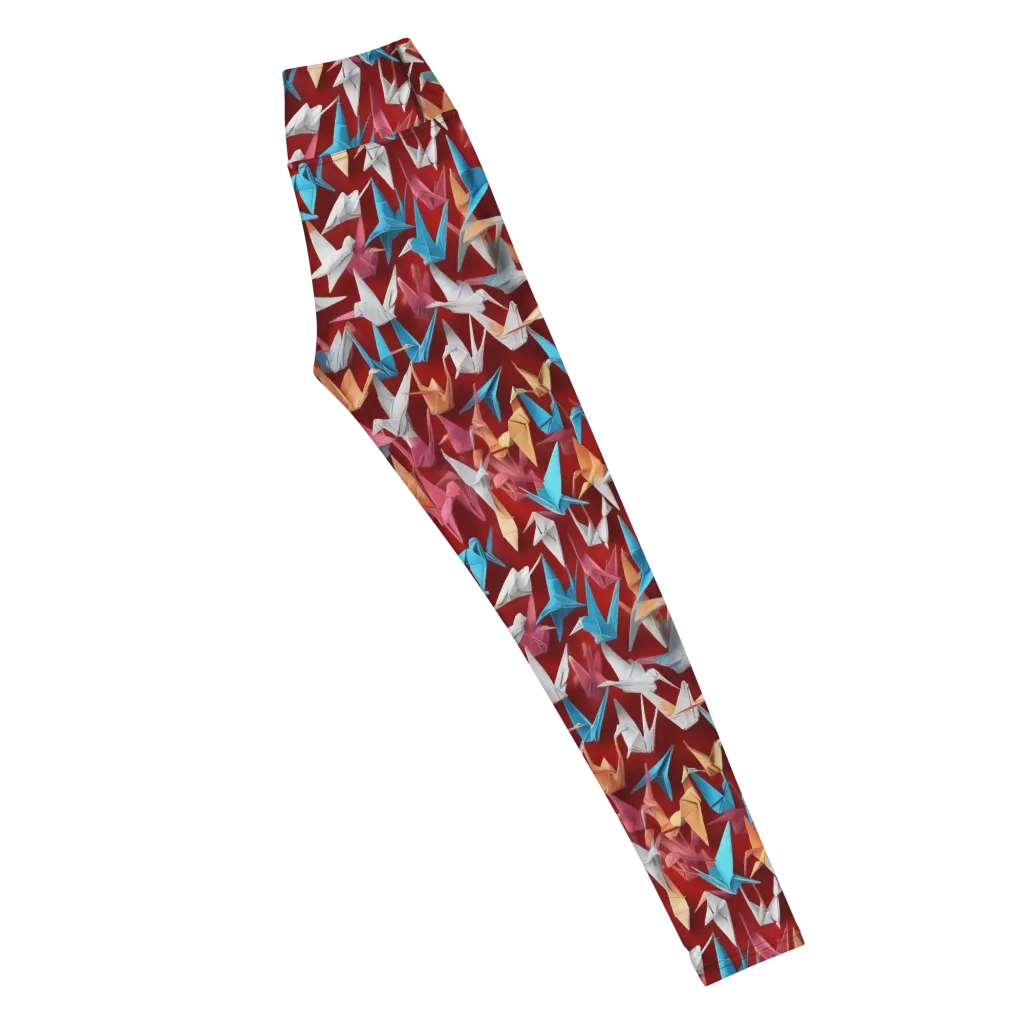 Crane Cascade on Yoga Leggings — Right