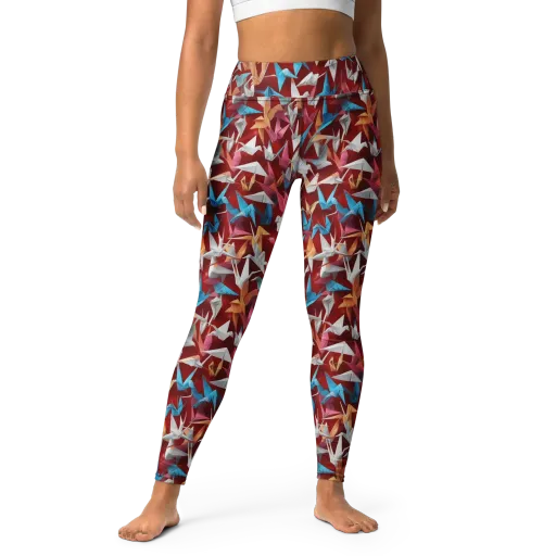 Crane Cascade on a Yoga Leggings