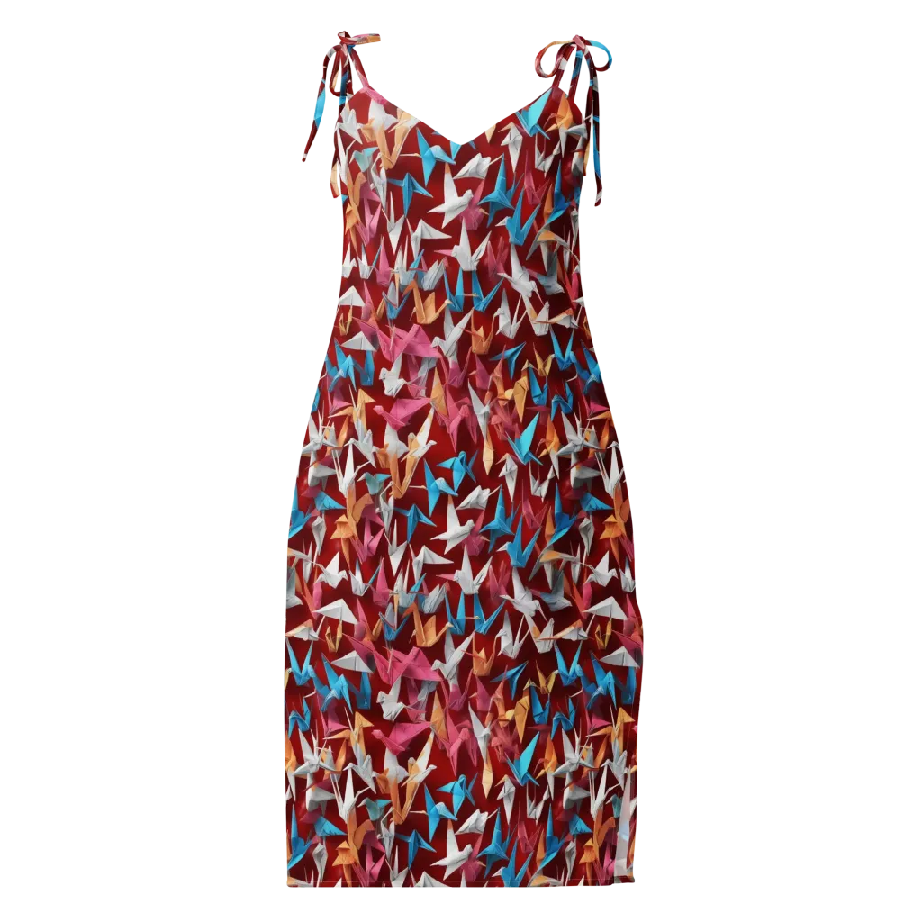 Crane Cascade on Slip Dress — Front