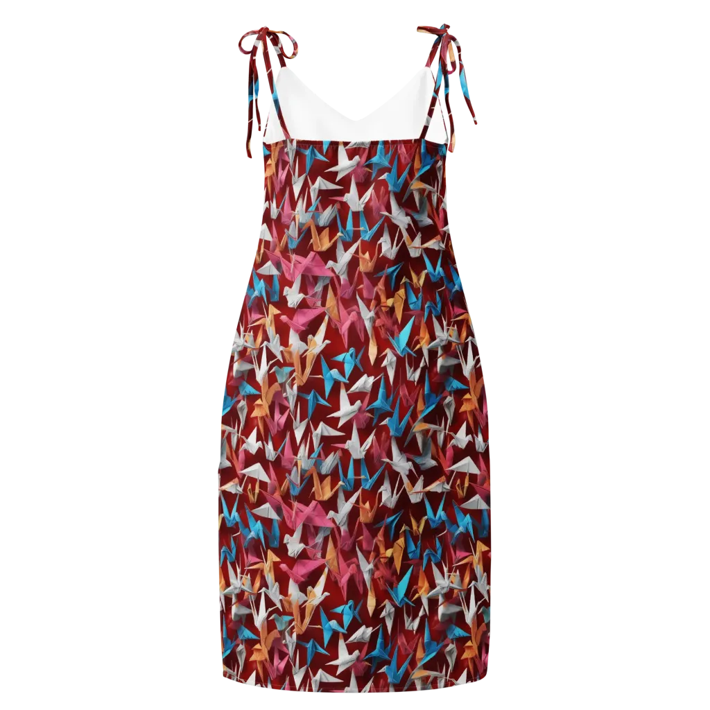 Crane Cascade on Slip Dress — Back