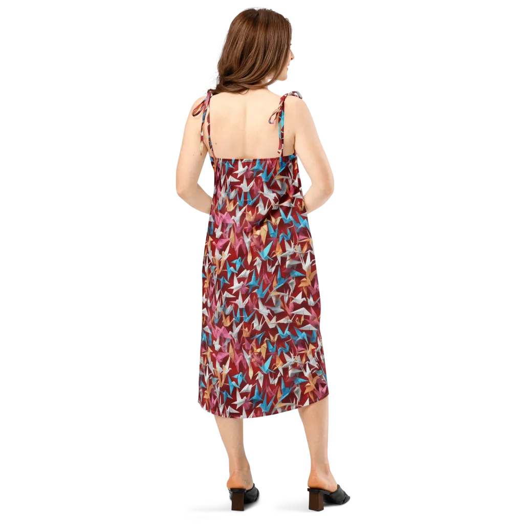 Crane Cascade on Slip Dress — Back