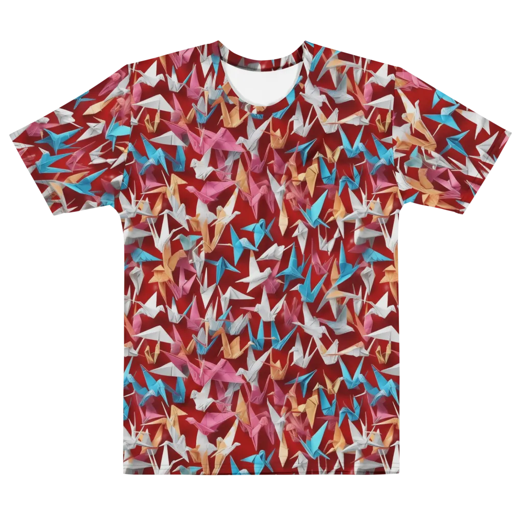 Crane Cascade on Men's Cotton Crew Neck T-Shirt — Front