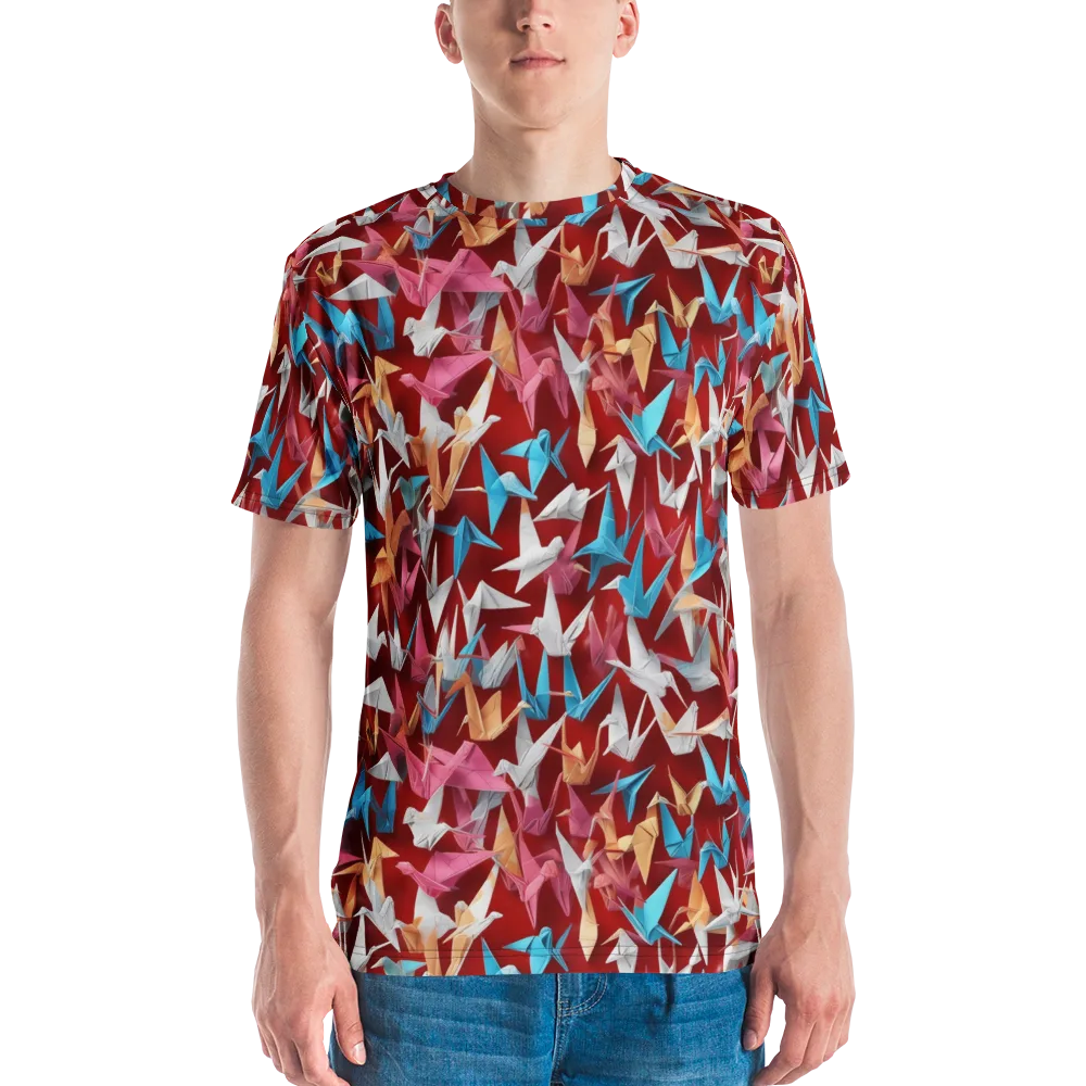 Crane Cascade on Men's Crew Neck T-Shirt — Front