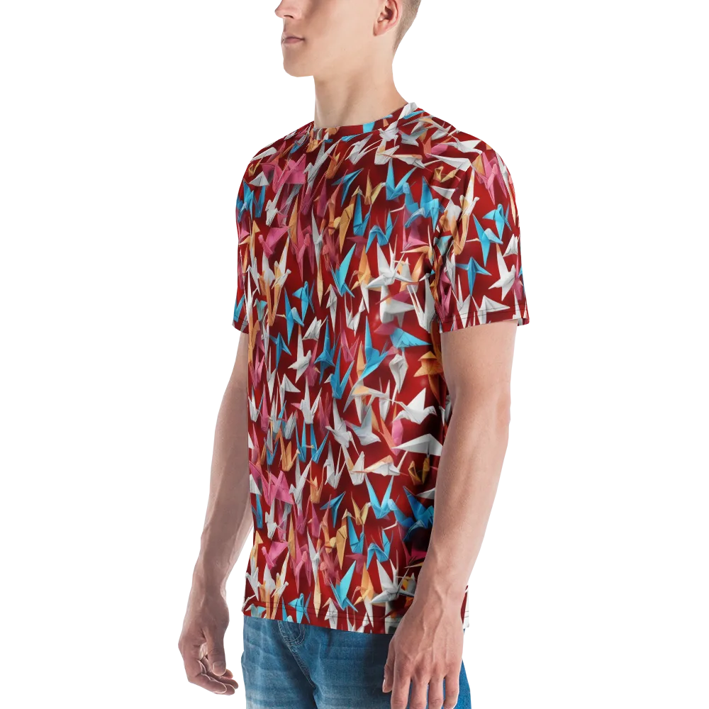 Crane Cascade on Men's Crew Neck T-Shirt — Left