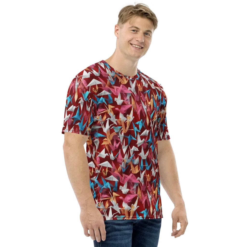 Crane Cascade on Men's Crew Neck T-Shirt — Right