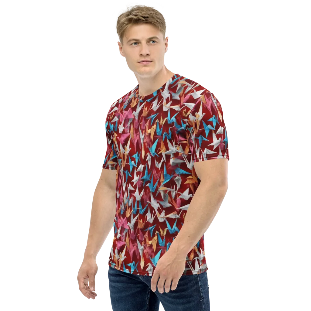 Crane Cascade on Men's Crew Neck T-Shirt — Left