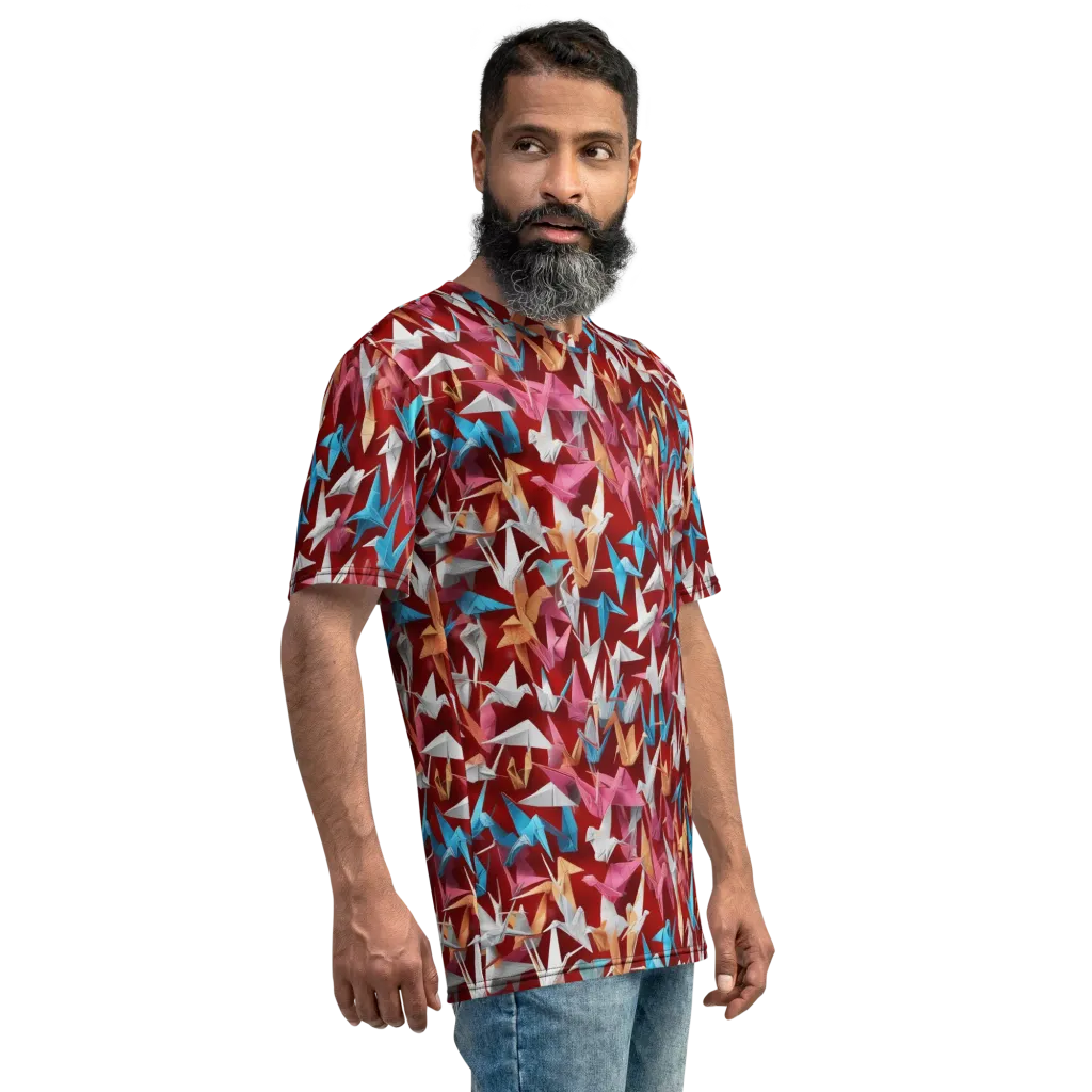Crane Cascade on Men's Crew Neck T-Shirt — Right
