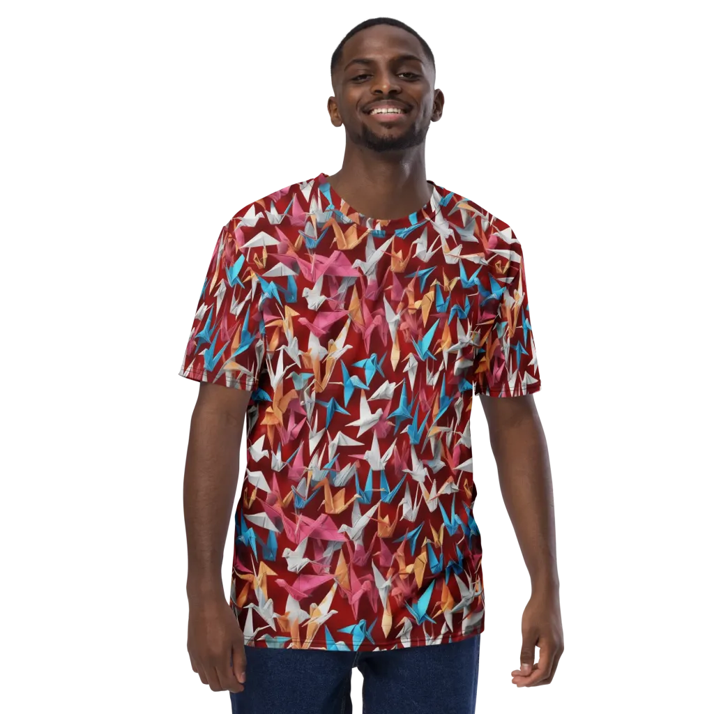 Crane Cascade on Men's Crew Neck T-Shirt — Front