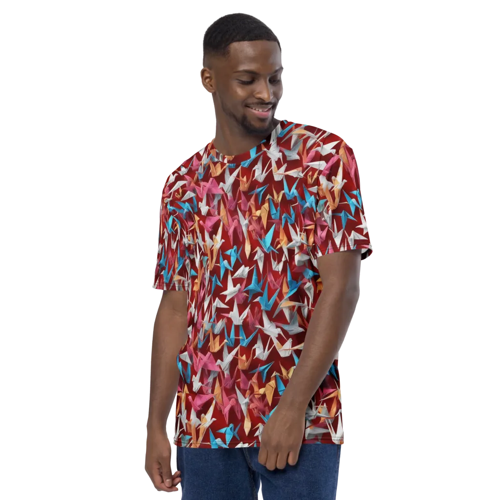 Crane Cascade on Men's Crew Neck T-Shirt — Left