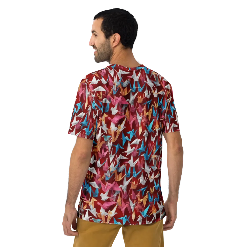 Crane Cascade on Men's Crew Neck T-Shirt — Back