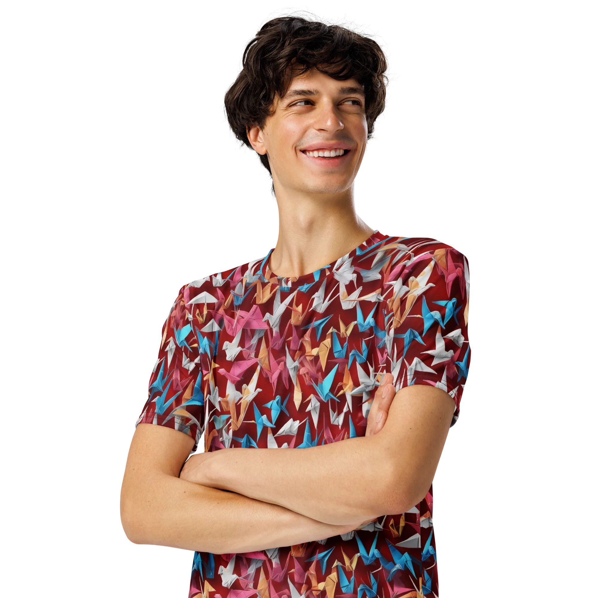 Crane Cascade on Men's Crew Neck T-Shirt — Left Front