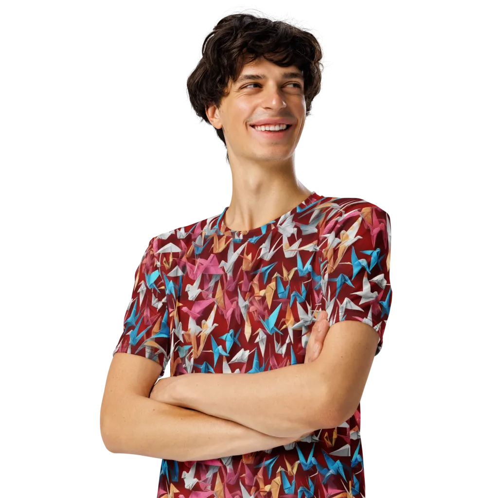 Crane Cascade on Men's Crew Neck T-Shirt — Left Front