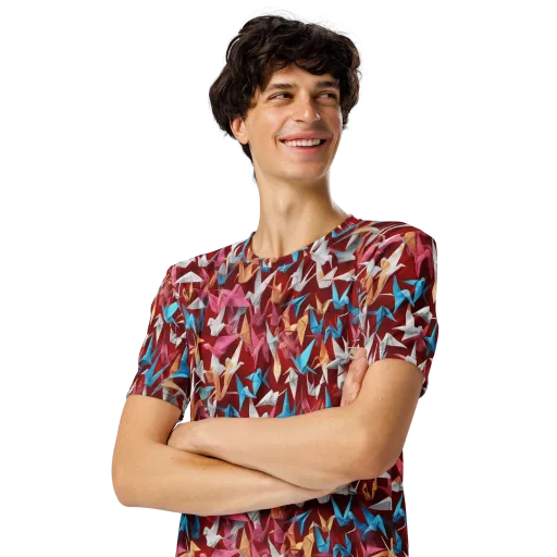 Crane Cascade on a Men's Crew Neck T-Shirt