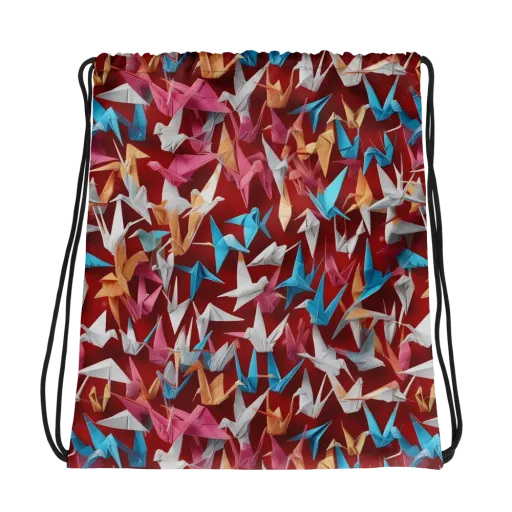 Crane Cascade on a Drawstring Bag