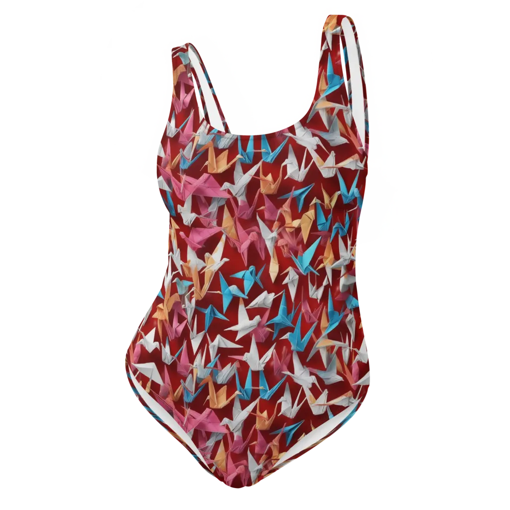 Crane Cascade on One-Piece Swimsuit — Front